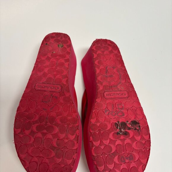 Coach Loralyn Wedge Flip Flop Sandals Striped Pop Pink White - Picture 5 of 5
